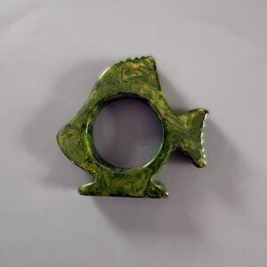 Bakelite Napkin Ring Vintage Green Fish